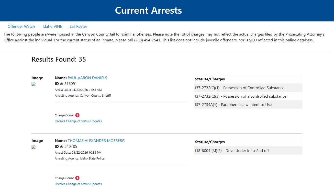 Current Arrests